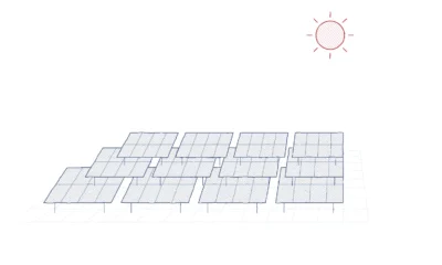 Bleistiftzeichnung: Solarfeld